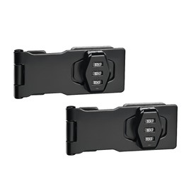 Set of 2 ZONADAH 3 Inches Cabinet Rotary Password Hasp Locks 3-Digit Password Hasp Latch Keyless Door Security Slide Latch Lock for Outdoor Household Drawer Bathroom Black