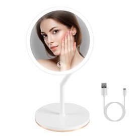 5X Magnifying LED Lighted Portable Makeup Mirror Rechargeable Touch Sensor