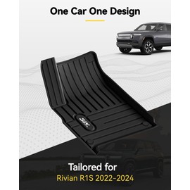 3W Floor Mats and Cargo Liner Fit for 2022 2023 2024 Rivian R1S, All Weather TPE 3 Rows Floor Liner Cargo Mats Rubber Heavy Duty Mats R1S Accessories (5 PCS)