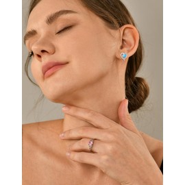 YL 925 Sterling Silver Heart Stud Earrings Cubic Zirconia Jewelry for Women