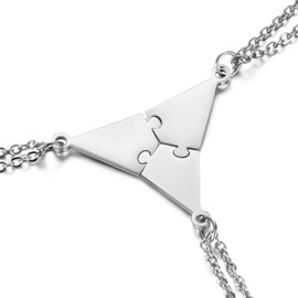 Cosysparks Friendship Necklace for 3, Bff Gifts Best Friend Necklace Jigsaw Puzzle Matching Necklaces for Men/Women/Teens Family Gifts Stainless Steel Star Pendant with Chain