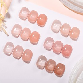 GELLEN Nude Gel Nail Polish, Jelly Nude U V Gelpolish French Tip Gel Nail Polish Set Soak off French Manicure Kit for Nail Art