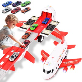 Tyyseis Airplane Race Track Kids Toys with Lights and Sound,Foldable 4 Layer Track Toy Set,Aairplane with Game Mat, Airplane Racing Cars,Christmas Birthday Gifts for Age 3 4 5 6+Years Old Boys Girls