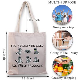PLITI Raccoon Tote Bag Funny Raccoon Lover Gift Yes I Really Do Need All These Raccoons Cute Raccoon Gift Animal Lover Gift (need all Raccoon TGU)