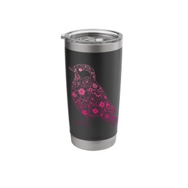 Minimalist Robin Bird Flowers Illustration Birding Nature Stainless Steel Insulated Tumbler