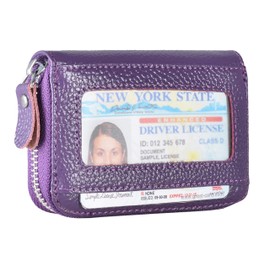 ehsbuy Credit Card Wallet RFID Blocking Genuine Leather ID Holder Wallets for Men and Women with Key Ring, purple, rfid wallet