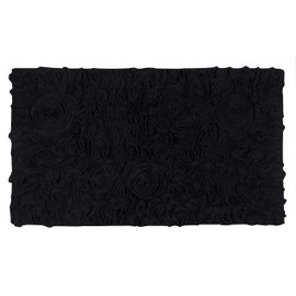 Home Weavers Bell Flower Collection 24"x40" Rectangle 100% Cotton Tufted Bath Rugs, Extra Soft and Absorbent Bath Rugs, Non-Slip Bath Mats, Machine Washable, Bathroom Bath Mats for Floor, Black