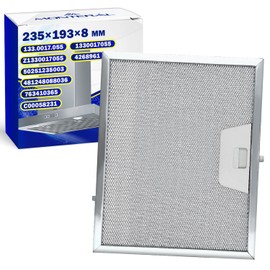 Metal Cooker Hood Filter 235 x 193 x 8 mm with Original Code 50251235003 for Electrolux for AEG 4268961 for Faber C00058231 for Indesit for Whirlpool for Ariston - Warranty 10 Years - MONTERAL