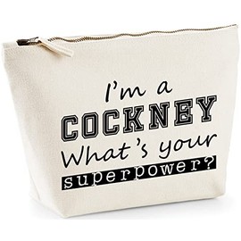 Hippowarehouse I'm A Cockney What's Your Superpower? printed make up cosmetic wash bag 18x19x9cm