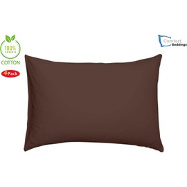 Comfort Beddings Queen Pillow Cases Set of 4 Brown 100% Organic Cotton 600 Thread Count Premium Brown Cotton Pillowcases, Queen Pillowcase Pillow Covers, 20 x 30 inch