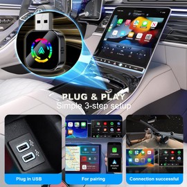 YiYunTE 2 in 1 Wireless Carplay Adapters & Android Auto Wireless Adapter, Bluetooth Plug and Play Car Play Adapter Converts Wired to Wireless, Mini USB Carplay Dongle and Android Auto Adaptors