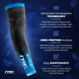 NRV Arm Sleeve - ENCE Esport - Gaming Compression Sleeve for Esports - Breathable, Durable and Flexible Design - Rainbow Six Siege & Counter Strike Teams (Blue, S)