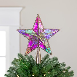 Northlight LED Lighted Iridescent Star Christmas Tree Topper - 11" - Champagne - Multicolor Lights