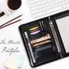 Calfinder 3 Ring Portfolio Binder,PU Leather Padtfolio Binder with Zipper,Padfolios
