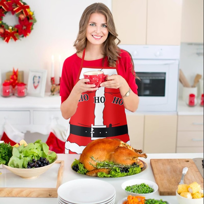 Rayson Aprons Christmas Adjustable Bib Apron Chefs BBQ Apron for