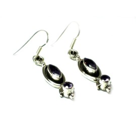 Art Gecko Purple Amethyst Faceted Sterling Silver Earrings, Sterling Silver, Amethyst