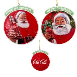 Kurt Adler 3 Inch Resin Santa Coca-Cola Ornaments, Set of 2
