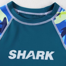 WYTbaby Boys Swimming Costume Two Piece Short Sleeve Kids Rash Guard with Board Shorts Boys Swimwear Sets 10 Years Green