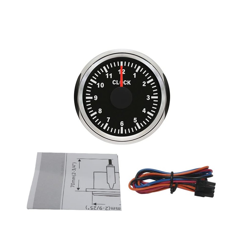 ELING Universal 2 Inch Clock Gauge Meter 12-Hour Format for