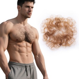puheca Fake Chest Hair Handmade Full Lace Body Hairs Adding Volume Enhancement of Manliness Invisible Realistic Fake Chest hair