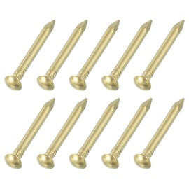 sourcing map 100Pcs Small Hardware Nails, 1.5 x 15mm Brass Round Head Nail Common Finishing Nail for Household Woodworking Picture Hanging DIY Projects, Gold