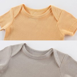 MAMIMAKA 6 Pack Newborn Baby Short Sleeve Bodysuit Cotton Babies Clothes for Boys and Girls, 3-6 Months