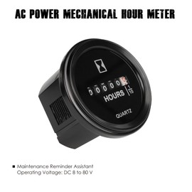 HonorMeet Mechanical Hour Meter,DC 8V to 80V,Hours Log for Maintenance,Waterproof Design for Zero Turn Lawn Mower Tractor Compressor Boat Marine Jetski Outboards Snowmobile. (DC8V-80V)