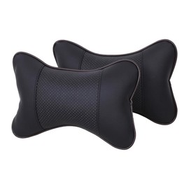 CGEAMDY Pack of 2 Car Neck Pillow Headrest, Seasons PU Car Headrest, Soft Car Headrest Cushion, Car Seat Cushion Headrest Cushion (Black)