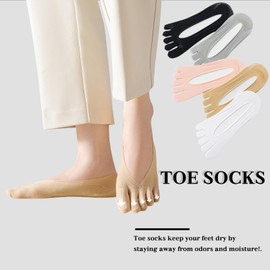 Mrichltm 5 Pairs Toe Separator Socks, No Show Low Cut Yoga Toes, Light Breathable Compression Socks for Women, Non-Slip