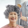 Kisangel Fluffy Grey Wig Old Lady Wig Costume Women Curly