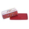 Bico Red Spring Bird Ceramic Butter Dish with Lid, Wide
