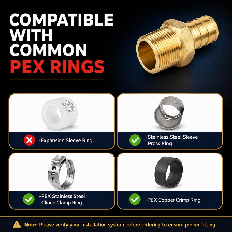 Pex Crimp Fitting, 6 Pack, 1/2" male Adapter, F1807 C46500