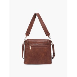 JEN & CO. M2167-DRS Lorelei Double Zip Whipstitch Trim, Vegan Leather Crossbody Handbag Purse, Dark Rose