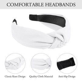 LOPHE 4 Pack Headbands for Women, Fabric Hair Bands, Wide Fashion Knotted Headband, Non Slip Exquisite, Solid Color & Leopard Elastic Hair Band Accessories, Suit for Girls And Women(#B)