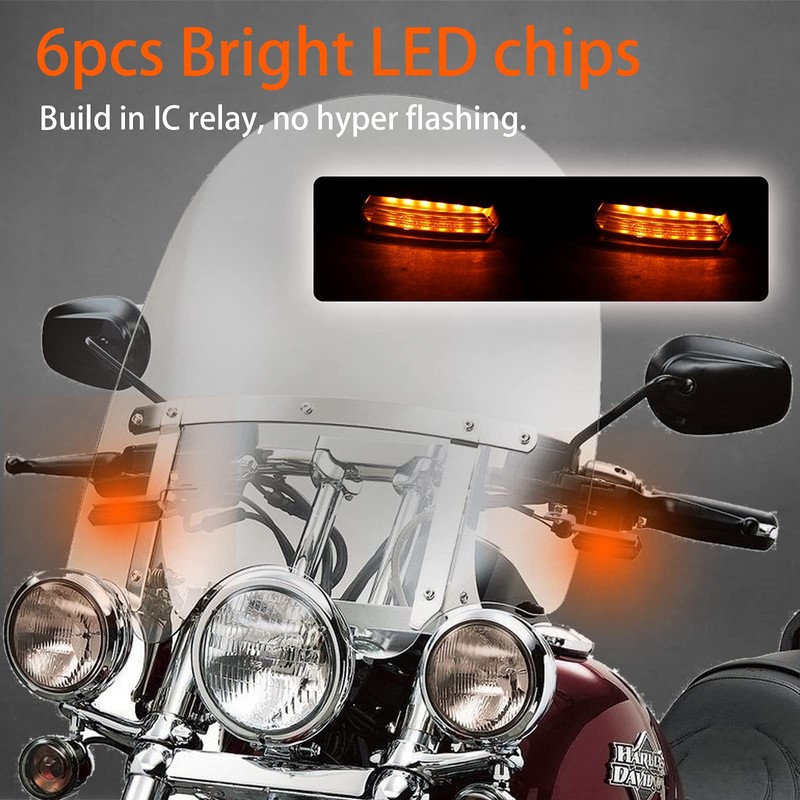 JMTBNO 2x Motorcycle LED Indicator, Sequential Amber Light Mini Indicator
