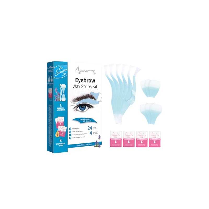 Beauty7 Men‘s Eyebrow Waxing Strips for Sensitive Skin, 24 Strips