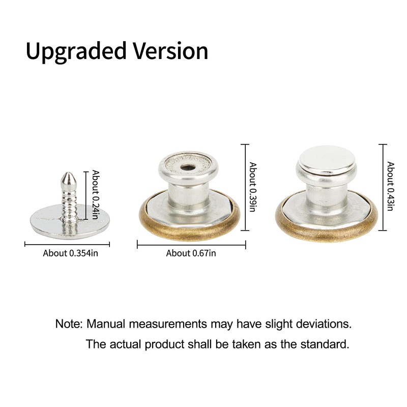 16 pcs Jeans Button Replacement, No Sewing/Tools Needed. Install by