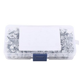 Tuerca en T, 90 piezas/juego de tuercas en T de cuatro puntas de acero al carbono galvanizado, M3 M4 M5 M6 M8 Tuerca ciega para muebles de madera, con