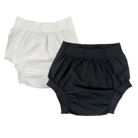 AQX Adult Plastic Pants, Reusable Waterproof Underwear for Incontinence, Leakproof High Waist Cloth Diaper Covers 2Pcs (BlackWhite-2Pcs, L)