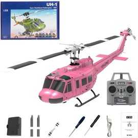 NBJIALIN RC ERA C032 UH-1 Huey Helicopter - Remote Control Helicopters for Adult, 1/48 Sacle 2.4G 6CH Gyro Stabilized Aircraft with Altitude Hold & Optical Flow,3D Stunt Drone (Pink)