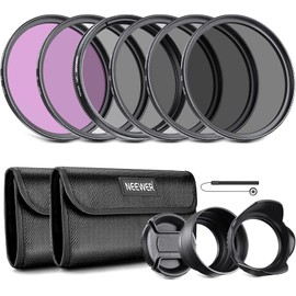 Neewer 49mm ND Lens Filter Kit: UV, CPL, FLD, ND2, ND4, ND8, Lens Hood and Lens Cap Compatible with Canon, Nikon, Sony, Panasonic, DSLR Cameras