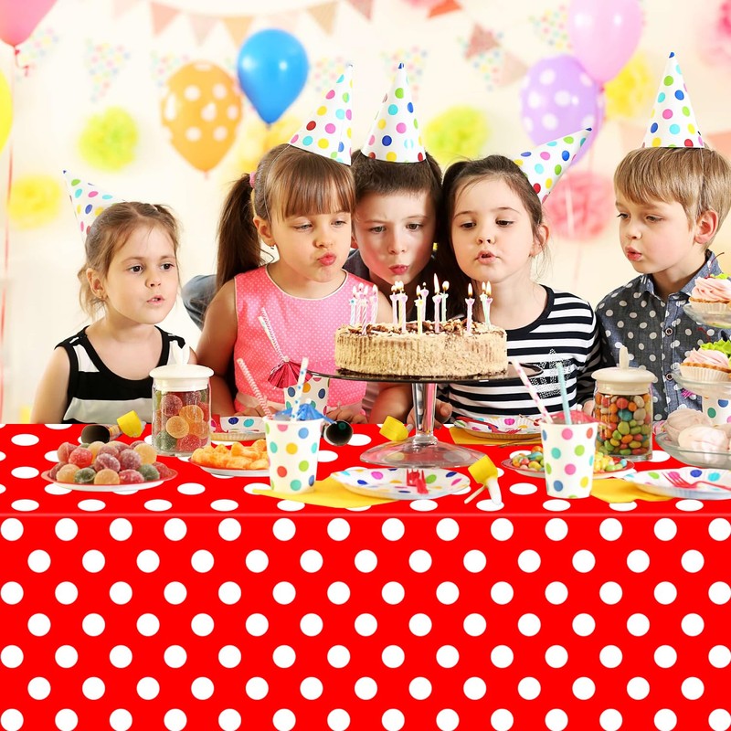 TJYJOY 4 Pack Red and White Polka Dots Rectangular Tablecloth