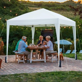 Yaheetech 10x10 Pop Up Canopy with 4 Removable Sidewalls, Portable Enclosed Instant Tent, Waterproof Outdoor Tent, Beach Sun Shelter with 4 Sandbags, 12 Stakes & 4 Ropes, Silver-Coated White