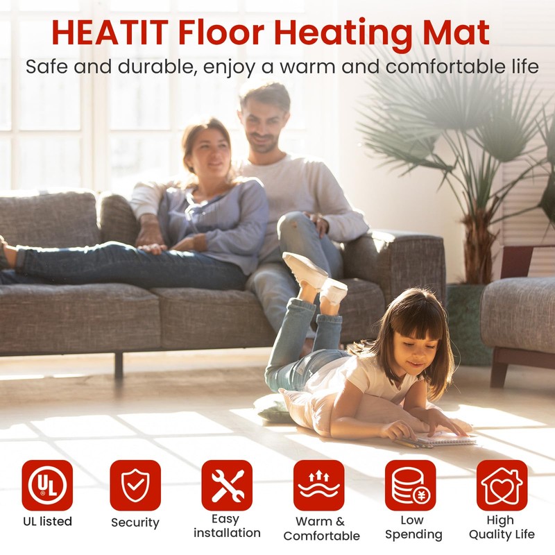 70 sqft HEATIT Warmmat Electric Radiant Self-adhesive Floor Heat Heating
