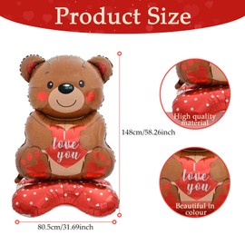 Bear Balloons, Valentines Day Wedding Birthday Decorations Decor for Party, Galentines Day Decorations 1Pcs Large 58In x 31In Bear Standing Balloon, Cute Bear Designs for Special Night
