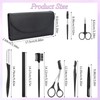 Professional Eyebrow Shaping Grooming Kit,8PCS/SET Eyebrow Grooming Kit with Leather