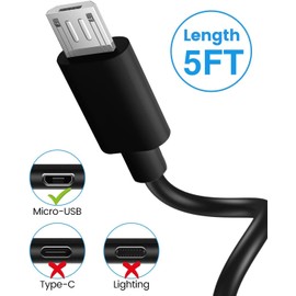 Replacement Charger Fire TV Stick Cable Compatible for Roku Streaming Stick, Roku Express/Plus,Express 4K/Plus, Premiere/Roku Voice Remote Pro remote control Micro USB Power Cord Charging Cable (5FT)