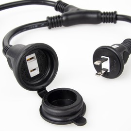 NICOH Rainproof Distribution Cord, 2 Distribution, 15 A, Total Up to 1,500 W, NCT-DB2WP Outdoor Rainproof 2 Distribution Cord, Perfect for Outdoor Work and Illumination