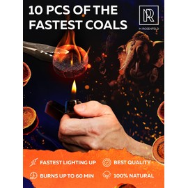 Charcoal Discs to Burn Incense - 10 pcs Charcoal for Incense Burning - 33 mm Most Quick Light Coals Tablets by M. ROSENFELD - 33 mm Resin Burner Rolls – Pack of 10 Instant Fire Coal Tablets