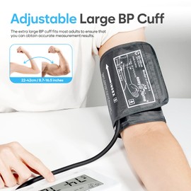 Easy@Home Automatic Digital Blood Pressure Monitor: Large Cuff Upper Arm BP Machine | Automatic Tensiometre with Large LCD Display & Irregular Heartbeat Indicator | 22-42cm Adjustable Large Cuff | 2 Users | Dual power supply mode EBP-073